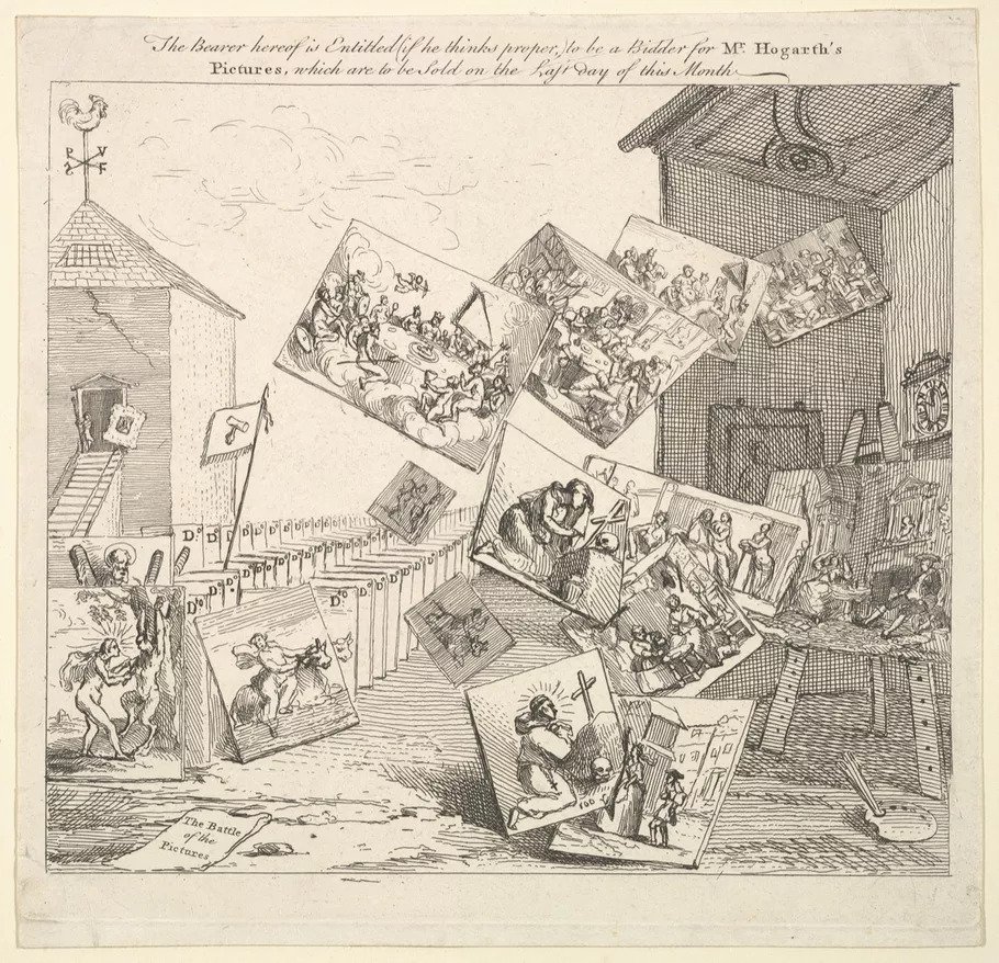 اثر ویلیام هوگارث، نبرد تصاویر، 1745. با کسب اجازه از موزه هنر متروپولیتن.